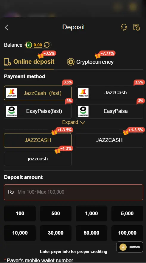 PKR999.bet-deposit-guide