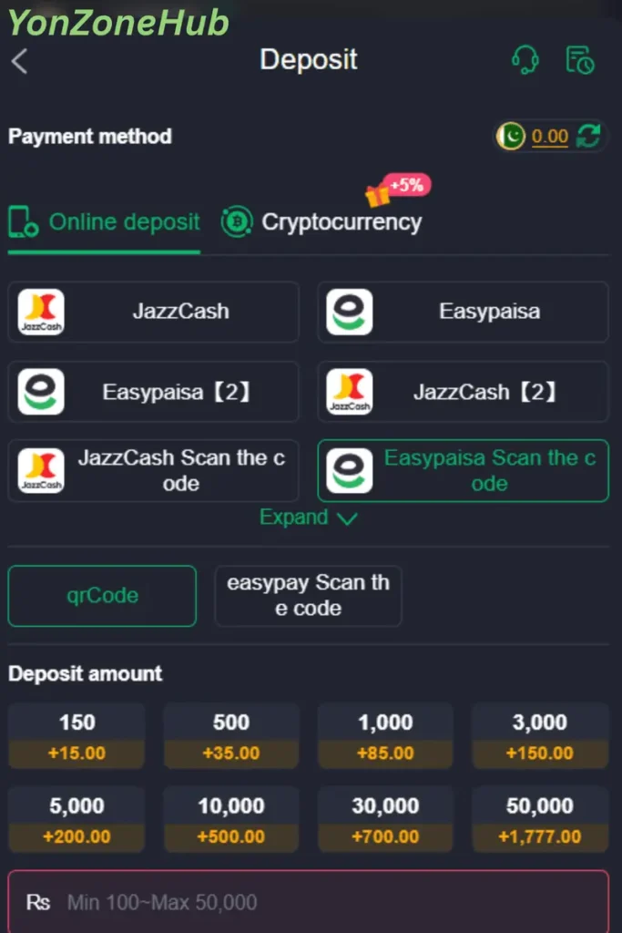 z777 game deposit options